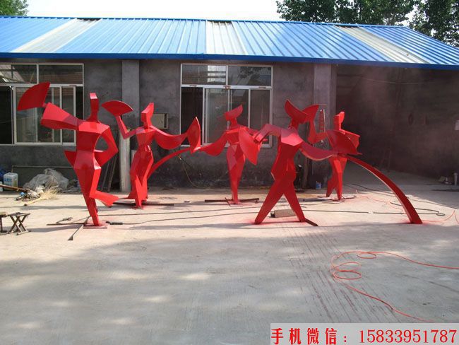 人物扭秧歌雕塑,不锈钢农村文化广场雕塑
